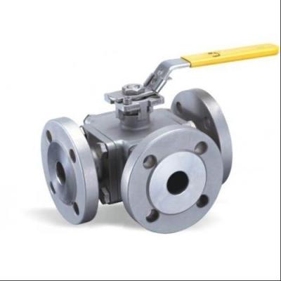 China Flange Type Hand Manual 3 Three Way Stainless Steel Ball Valve L Port T Port for sale