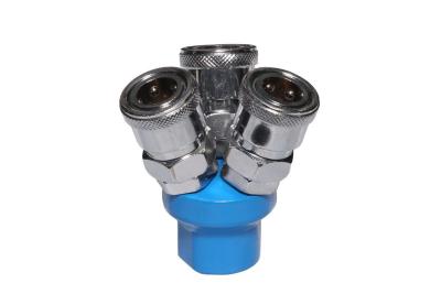 China 3 - Way Pneumatic Tube Fittings Japan Type Quick Coupler with Cr plated self locking for sale