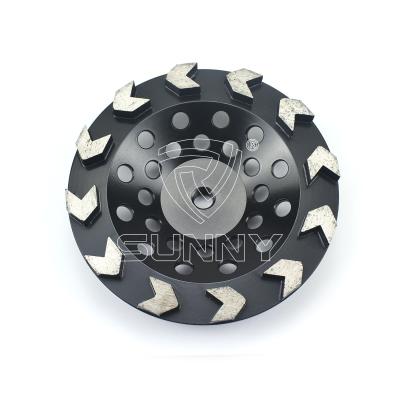 China High Efficiency Arrow Segments Diamond Grinding Cup Wheel For Concrete Floor Grinding for sale