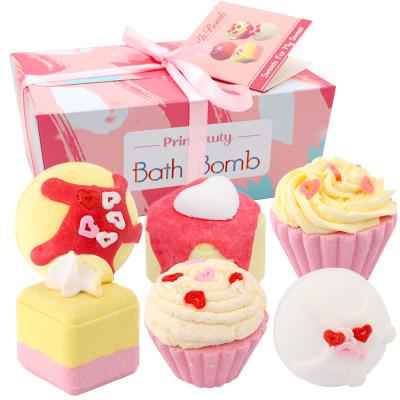 China Hot Selling Organic Vegan Bath Cleaning Bombs Natural Cute Pink Bubbly Cupcake Kids Organic Bath Bombs Gift Set for sale