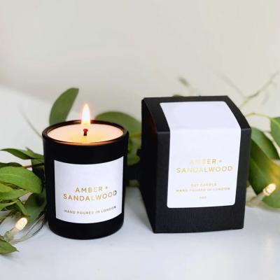 China Wholesale Eco-Friendly Hot Sale Organic Luxury Essential Oil Scented Candles With Matte Black Candle Jars for sale