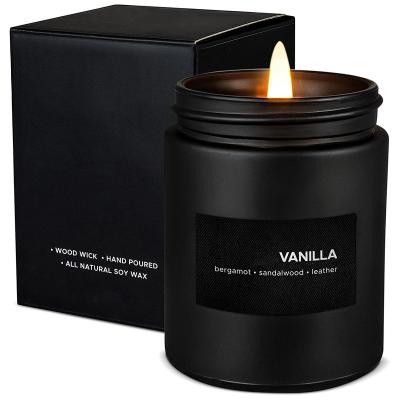 China Eco-Friendly Private Label Candles Scented Natural Soy Wax Large Candles Scented Luxury With Matte Black Candle Jars for sale