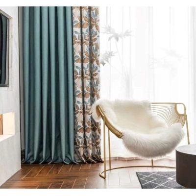 China Factory Supply Blackout Blackout Jacquard Blue Curtains For Living Room Polyester Solid Color Curtain Nordic Modern Fabrics for sale