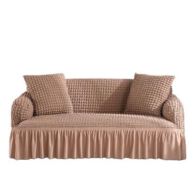 China Good Quality High Elastic Polyester Corner Sofa Cover Home Textile 3 Seater Elastic Sofa Covers With Frills for sale