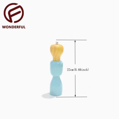 China Blue Viable Gravity Ceramic Core And Natural Rubber Grinder Set Mechanism Manual Wooden Salt And Pepper Grinder for sale