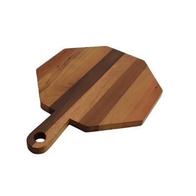 China Healthy Tone Wood Combination Octagon Shape Solid Wood Two Hole Handle Chopper Bread Pisa Sustainable Healthy Board for sale