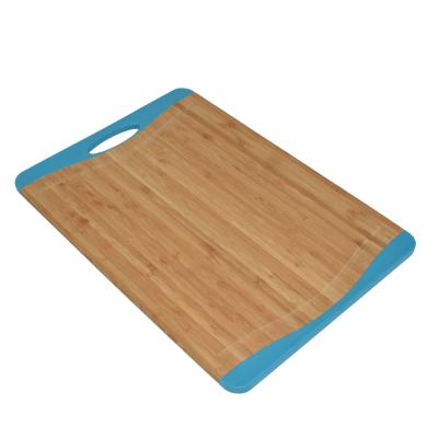 China Sustainable Restaurant Eco - Friendly Disposable Blue Painted Fruit Bamboo Cutting Board Chopper for sale