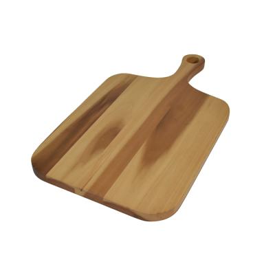 China Vegetable Solid Wooden Cutting Board Two Tone Combination Big Hole Handle Sustainable Healthy Kitchen Pizza Bread Chopper for sale