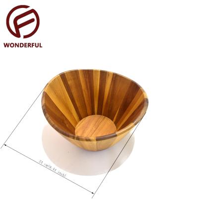 China Soild Fruit Salad Set Soild Fruit Salad Set Single Round Natural Single Viable Wooden Serving Mixing Bowl for sale