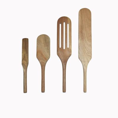 China Disposable Custom Handmade Multifunctional 4 Piece Kitchen Utensils Spatula Use and Spoon Solid Wood Spurtle Set for sale