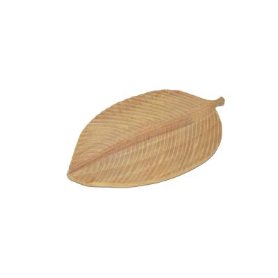 China Sustainable Home Furnishing Decorate Fruit Dessert Cake Beech Wood Leaf Shaped Trays Special Small Size Wooden Tray for sale