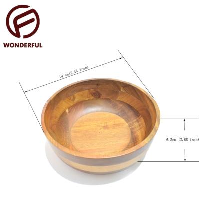 China Sustainable Gravity Solid Wood Fruit Salad Set Single Natural Single Serve Smooth Mixing Bowl for sale