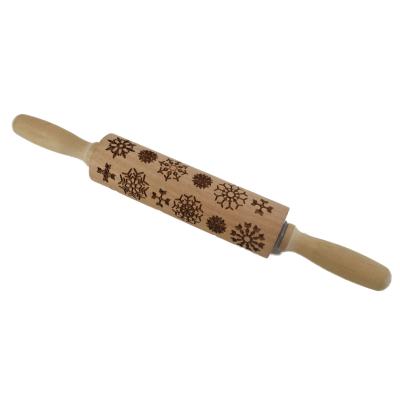 China Sustainable Customized Kitchen Household Tools Pizza Making Cookie Dough Handle Solid Wood Pin for sale