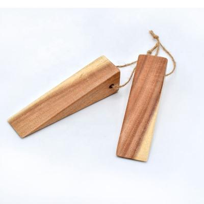 China Factory Wholesale Minimalist Durable Triangle Wooden Doors Wedge Acacia Wood Door Stopper for sale