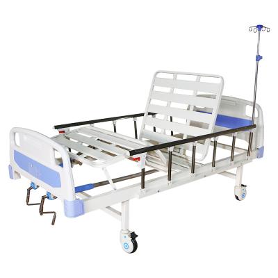 China Metal Folding Hospital Beds Two Crank Crank Beds With Infusion Rods, Wheels, Armrests On Both Sides for sale