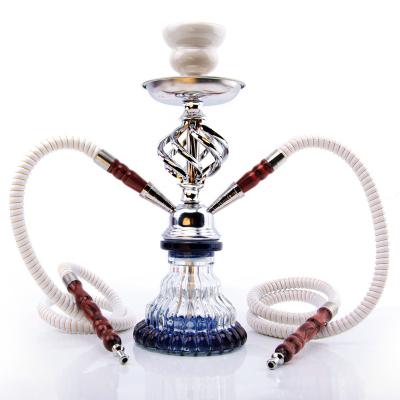 China Eco-friendly YJ hot sale arabic hookah set small double tube twist ball glass pipe full set shisha wholesale for sale