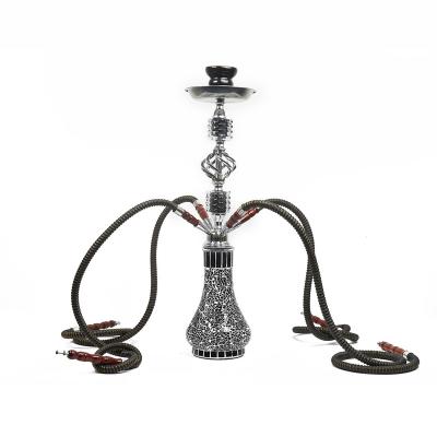 China Eco-friendly YJ factory price arabian hookah water medium double accessories glass metal complete set shisha for sale