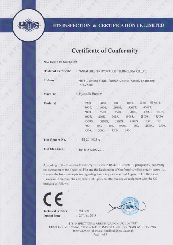 CE - YANTAI EBESTER HYDRAULIC TECHNOLOGY CO.,LTD