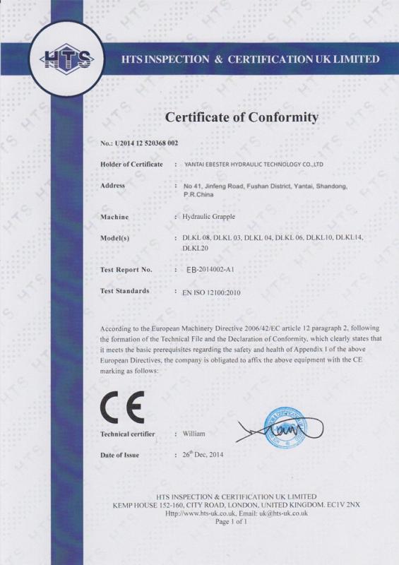 CE - YANTAI EBESTER HYDRAULIC TECHNOLOGY CO.,LTD