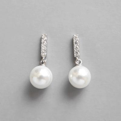 China FASHIONABLE Design 925 Sterling Silver Elegant Heart 925 Sterling Silver Pearl Zircon Stud Earrings For Women for sale