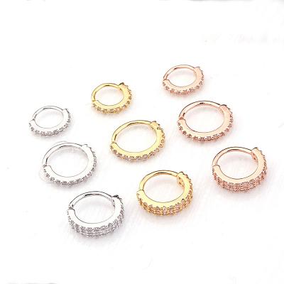 China Fashion Women CLASSIC CZ Circle Cartilage Helix Tragus Earring Nose Hoop Earring Nose Piercing Jewelry for sale