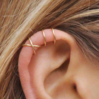 China 2021 TRENDY new fashion non piercing U shape-cartilage alloy cavity gold ear slap clip hook earrings women for sale