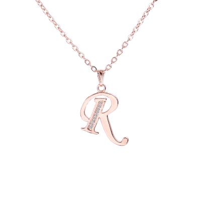 China FASHIONABLE Women Girls Gold Color Chain English Alphabet Jewelry Initial Lowercase R Thin Pendant Necklaces for sale