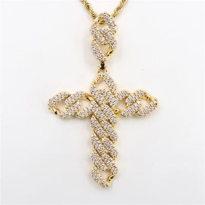 China CLASSIC Hip Hop Cross Pendant Necklace Micro Pave CZ Stones Prayer Necklace Pendants For Men Women for sale