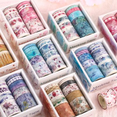 China Waterproof Japanese Stationery Masking Tape Maker 10 Pcs Diary Notebook Planner Accessories Stickers Set Washi Tape for sale