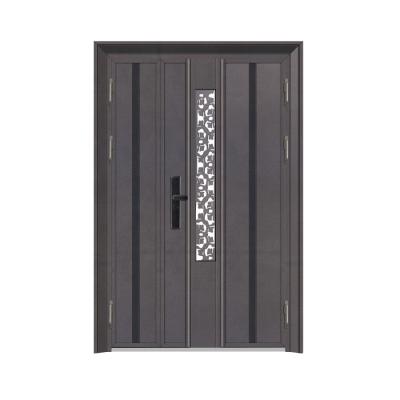 China Large and Small Ice Snow Double Crystal Pattern Design Gray Color Stainless Steel Security Entrance Open Door Modern Good Prices for sale