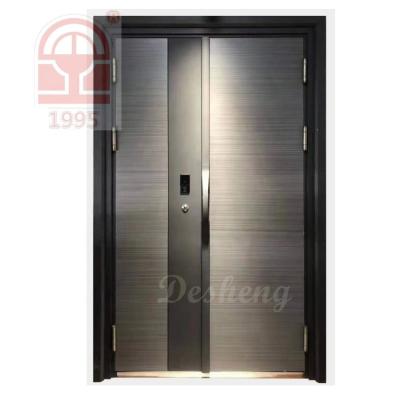 China French Exterior Modern Tempered Steel Doors Retractable Exterior Double Iron Security Door Entrance for sale