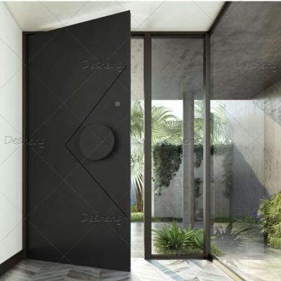 China Tempered Glass Side Light Panel Modern Laminated Turkey Entry Pivot Aluminum Framed Wood Door for sale