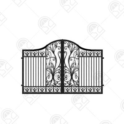 China Foshan Guangdong factory direct sale Matte Black Color Bouquet Design Archy top villa patio modern garden gate for sale