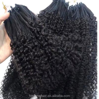 China Brazilian Curly Natural Hair Ring Loop Hair Indian Micro Extension Original Raw Temple Cuticle Aligned.No Gray Long Length Virgin Professional for sale