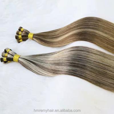 China Cuticle Aligned.No Gray Double Drawn Virgin Remy Hand Tied Weft Human Hair 100% Weft Slavic Weft Weft for sale