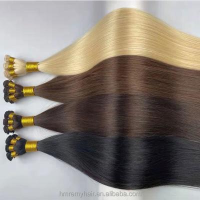 China Cuticle Aligned.No Gray Factory Large Stock & Free Samples Untouched Russian Silk Weft Handtied Human Hair Double Cuticle Weft Extensions for sale