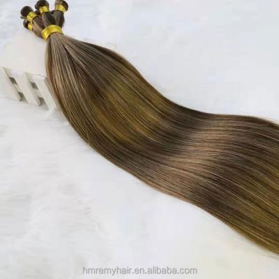 China Hand Tied Cuticle Aligned.No Gray Double Drawn Thick Bottom Hair Russian Hair Weft Handtied Remy Virgin Hair Weft for sale