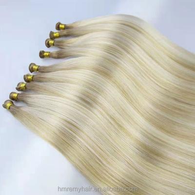 China Best Quality 100% Real Remy Russian Handtied Weft Human Hair Extensions Double Cuticle Aligned.No Gray The Drawn for sale