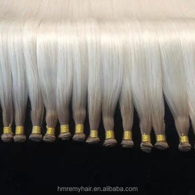 China New Cuticle Aligned.No Gray Brand Skin Extensions Reviews Good Thick Hair Weft Hand Tied Russian Hair Weft for sale