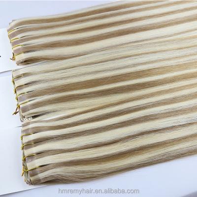 China Cuticle Aligned.No Gray PU Weft Seamless Clip In Hair Extensions 8/60 100% Remy Hair Double Drawn Silk PU Clip In Hair Extensions Seamless for sale