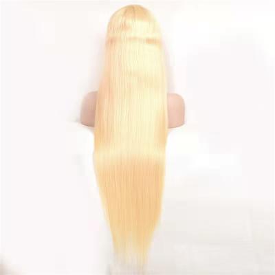 China Cuticle Aligned.No Gray Indian Virgin Vendor 30Inch Pre Plucked Hd 613 Blonde Full Lace Wig Hair Female Adjustable for sale