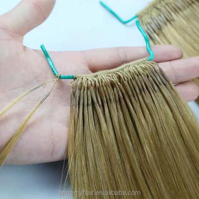 China Line The Connection Cuticle Aligned.No Gray Best Quality Real Remy Hair Yarn Cotton Technology #8 Feathered Human Extensions for sale