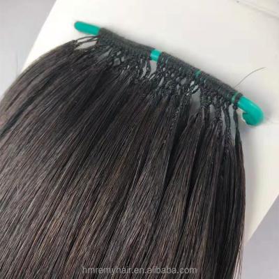 China Handmade 100% Human Virgin Cuticle Aligned.No Gray New Arrival 11a Remy Can Be Reused Korea Knotted Cotton Yarn Feathered A-Line Hair Extensions for sale