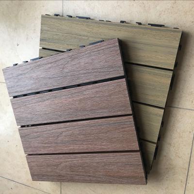 China Modern Antiseptic Wood Plastic Composite Wpc Exterior Modern Engineered Wood Decking Floors 3D Interlock DIY Deck Tiles for sale