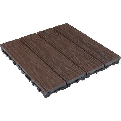 China Europe Hot Selling Waterproof Composite Decking Tile Interlocking Teak Over Grass/Dirt/Concret 300*300MM for sale