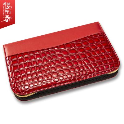 China Large Capacity Pet Beautician Scissors Storage Bag Red Imitation Crocodile Bag Viable Leather Professional 5 Pieces for sale