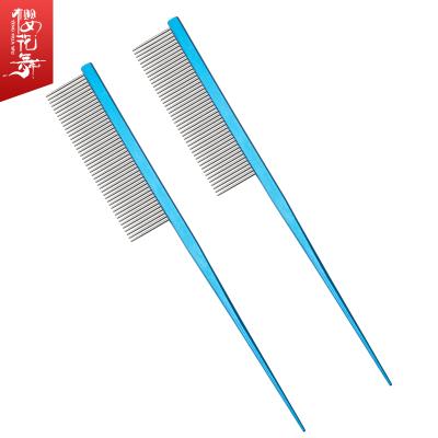 China Viable Hot Sales Smooth Pet Sharp Comb Solid Color Stainless Steel Design Tail Tip Blue Tail Comb for sale