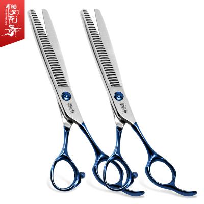 China Factory Direct Sale Blue Logo Handle Pet Tooth Scissors Viable Customized Pet Grooming Tools for sale