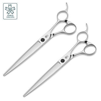 China Viable big cut straight scissors for pet shop 7.5 inch imported vg10 hairdressing scissors for beautician for sale