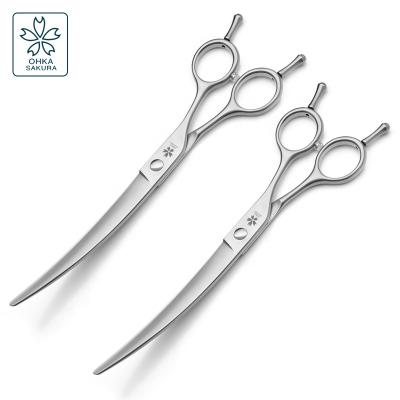 China Sustainable Pet Professional Beauty Large Curved Scissors 6.0 6.5 7.0 7.5 8.0 Inch Large Round Head Trimming 35 Degree Arc Scissors for sale